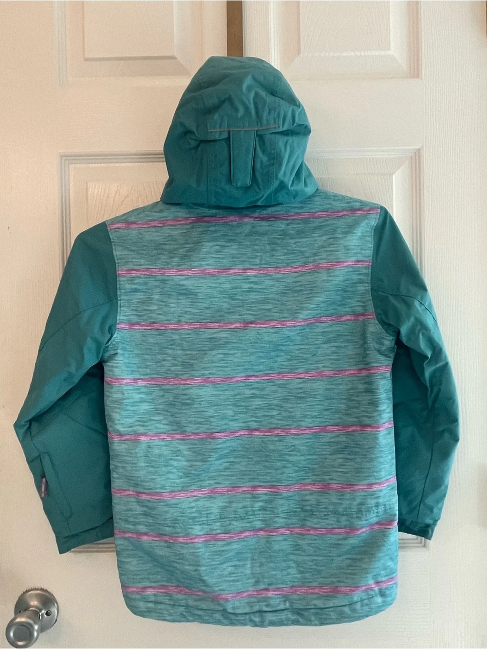 Columbia Girls' Teal Jacket with Purple Stripe Accents